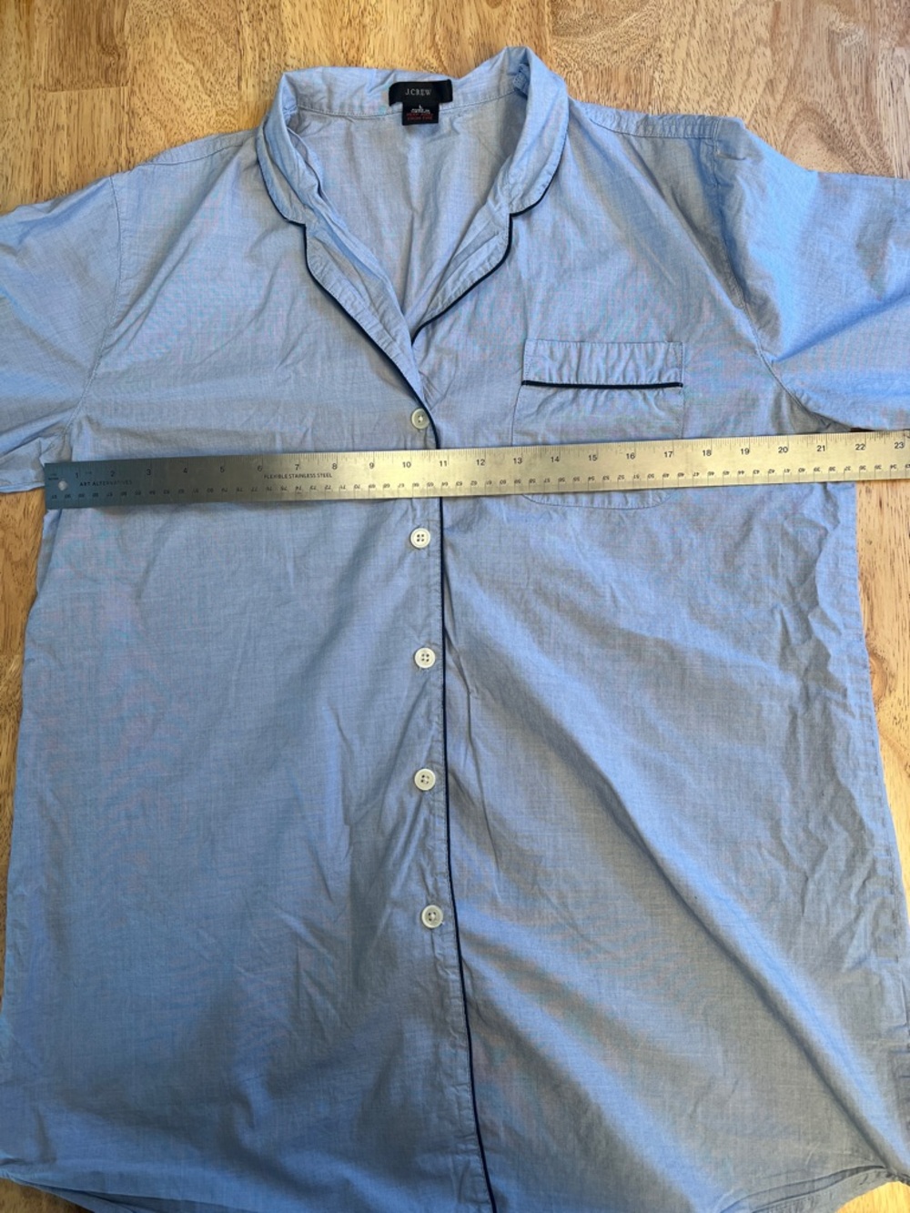 J Crew Shirt and Shorts Pajama Set Top Large Bottoms Medium Blue 100% Cotton - Picture 13 of 16
